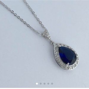 NWOT blue cz sapphire bridal necklace